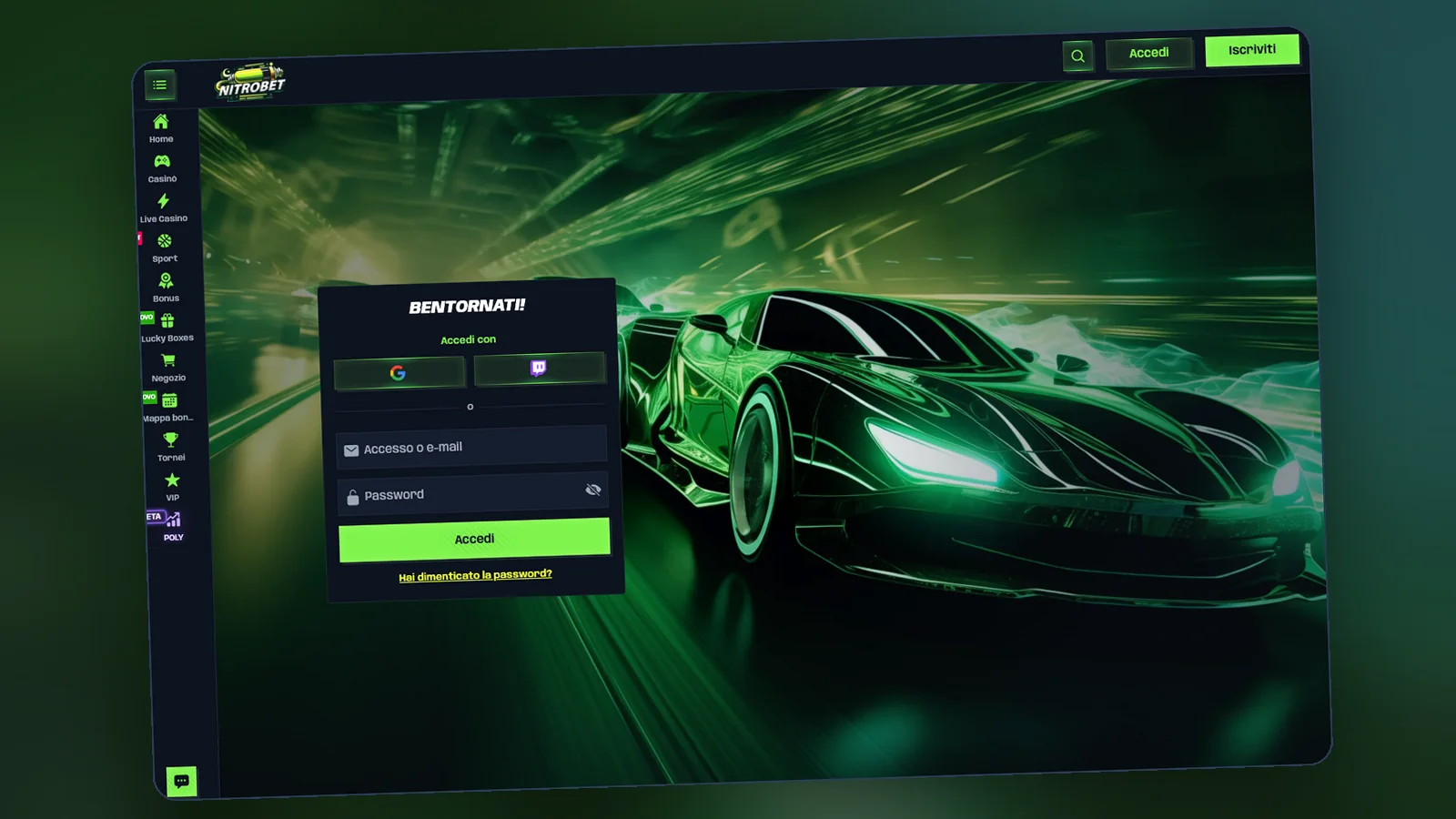 Sezione promozioni di Nitrobet aperta dal browser
